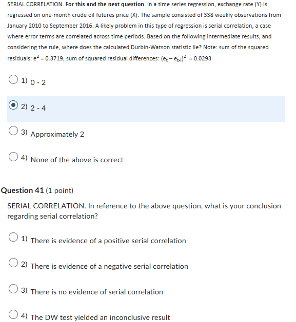 SERIAL CORRELATION. For this and the next