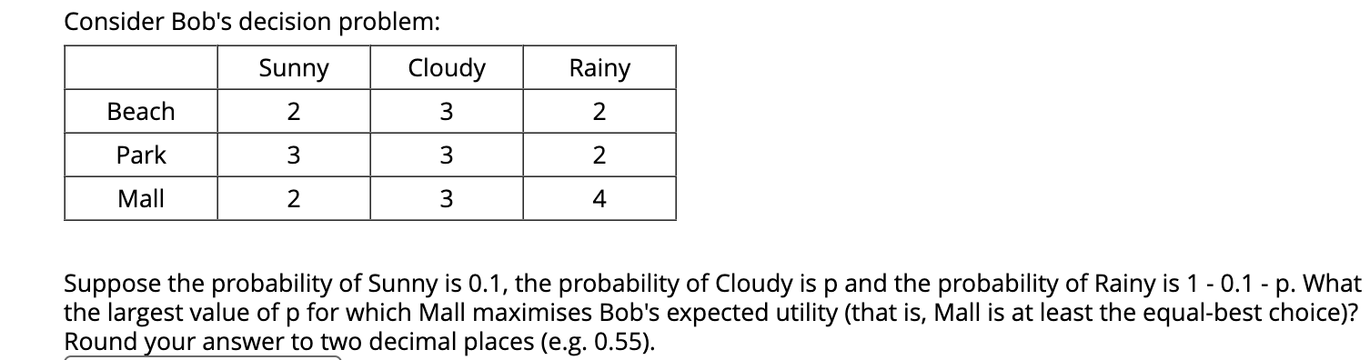 Consider Bob's decision problem: \ begin {