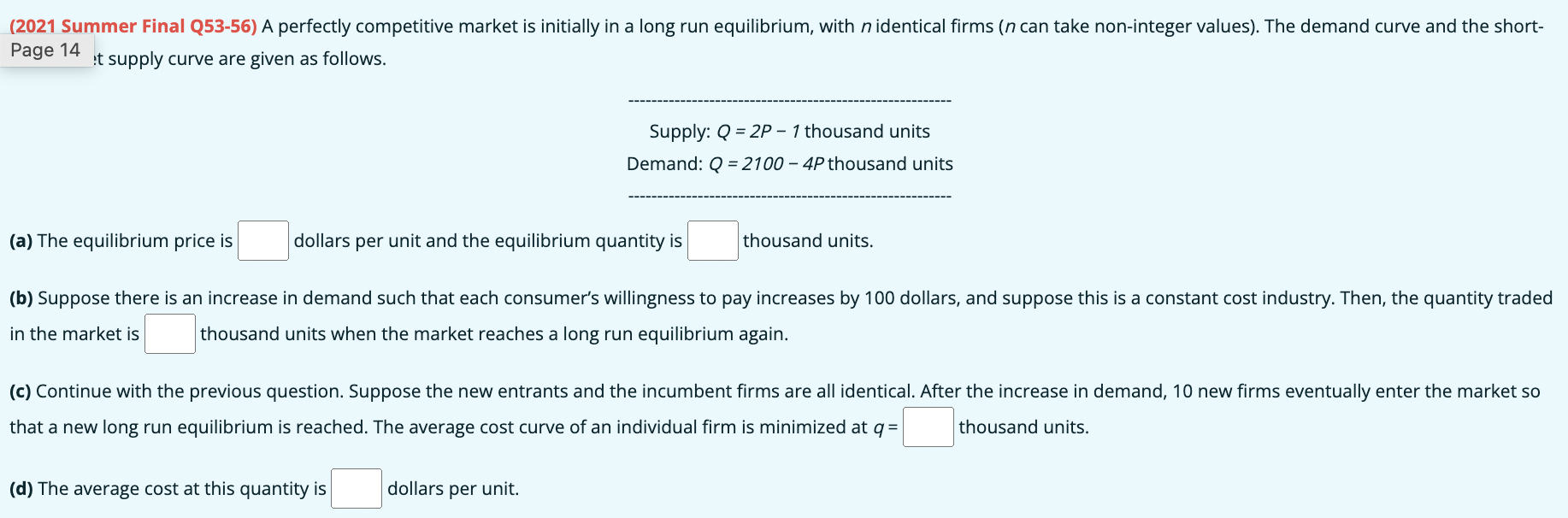( 2 0 2 1 Summer Final Q 5 3 - 5 6 ) A perfectly