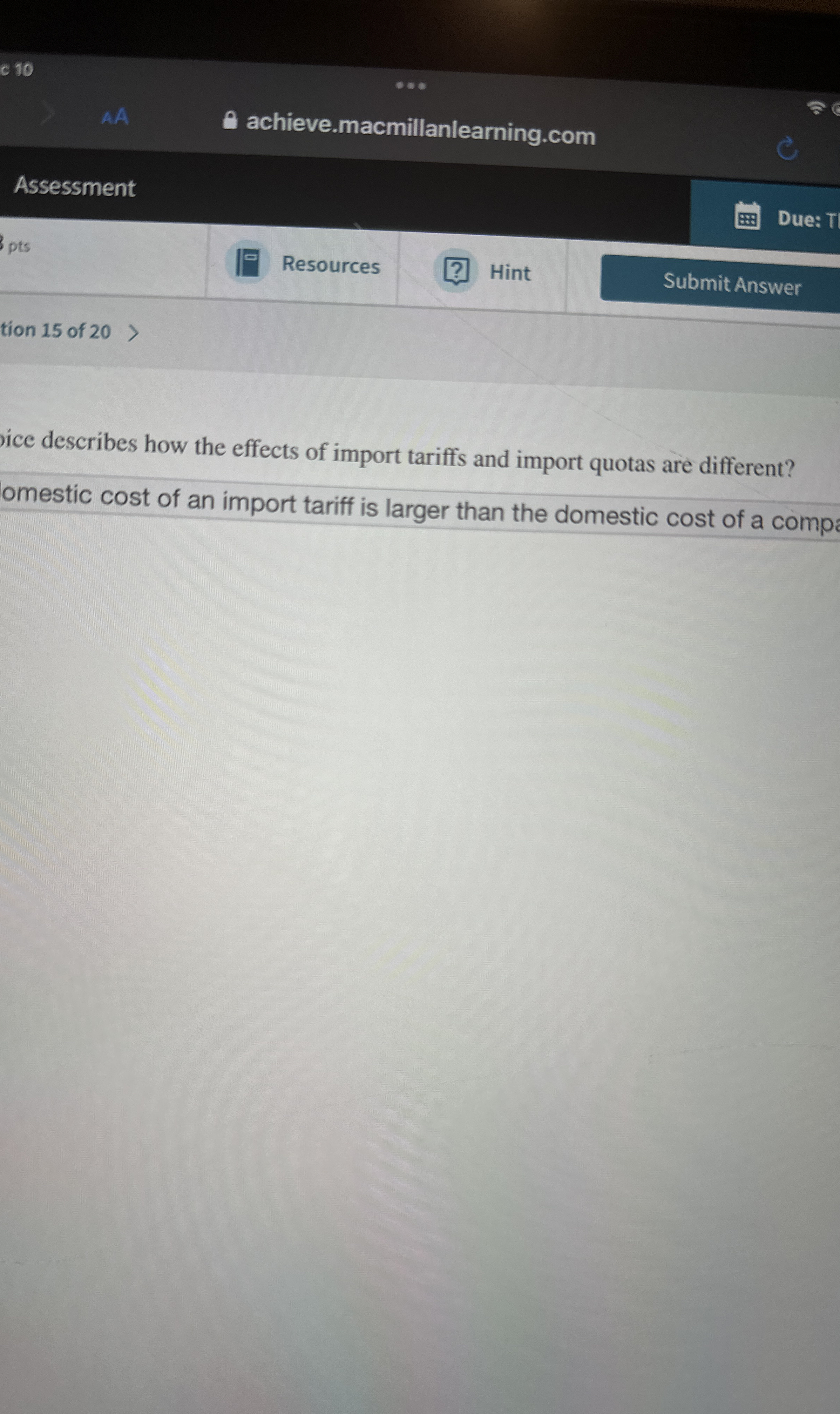 c 1 0 AA achieve.macmillanlearning.com Assessment