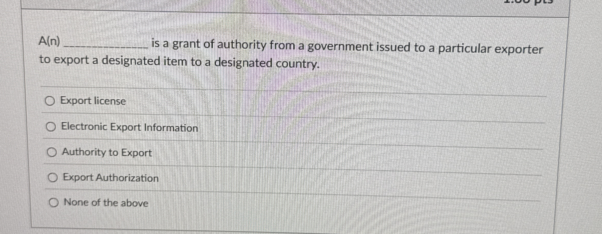 Electronic Export Information Authority to Export