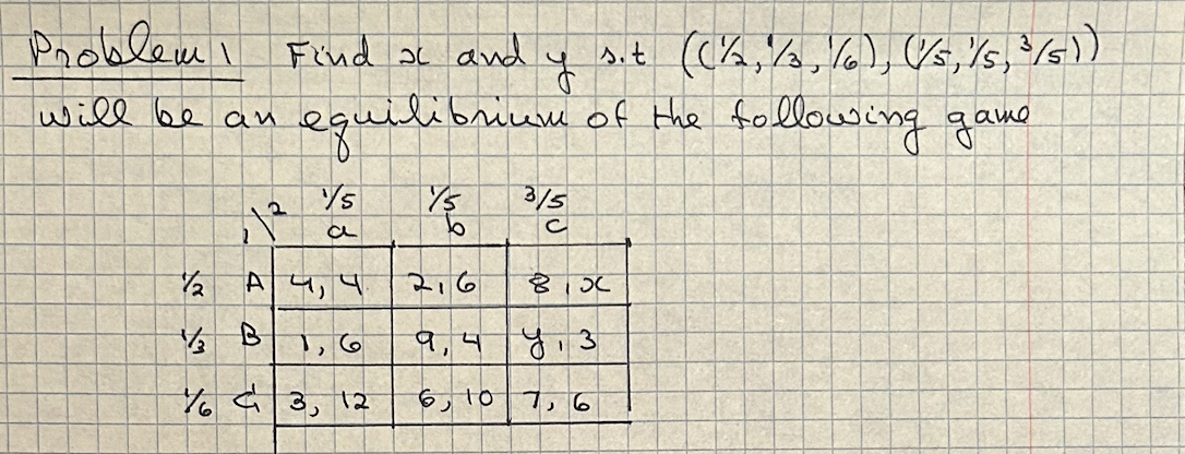 Problem I Find x and y s . t ( ( ( 1 ) / ( 2 ) ,