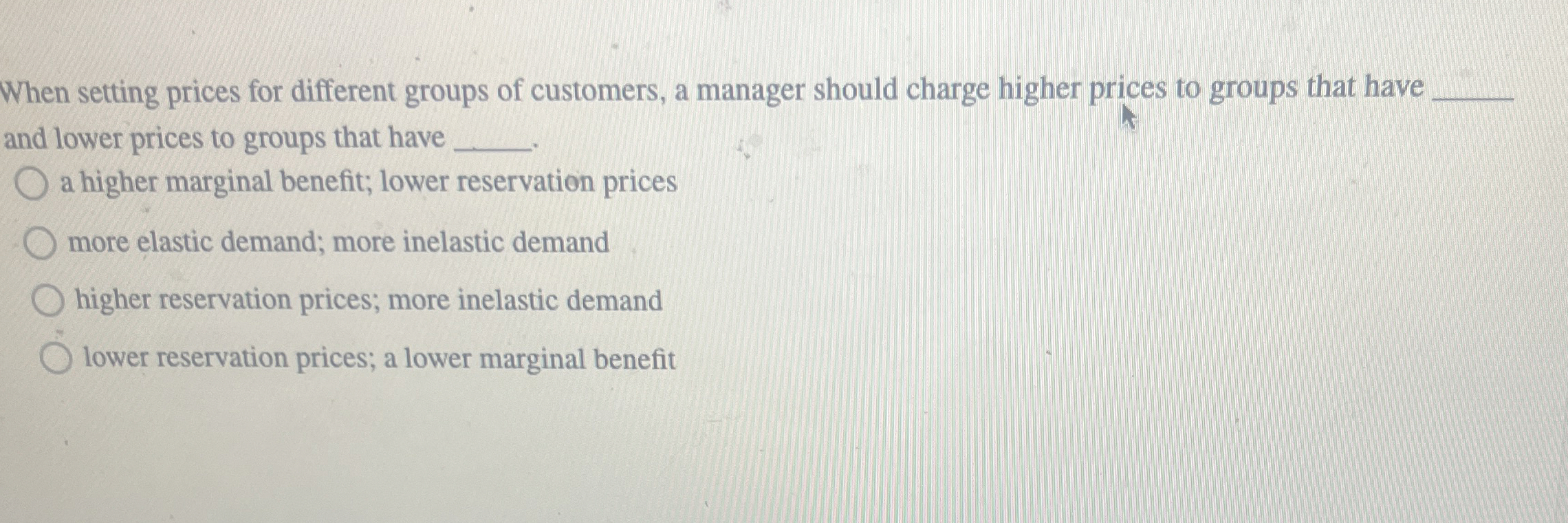 When setting prices for different groups of