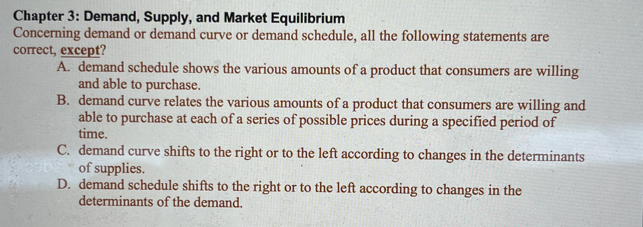 Chapter 3 : Demand, Supply, and Market