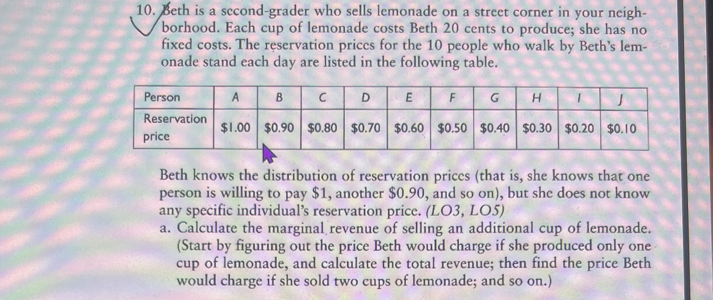 Beth is a second - grader who sells lemonade on a