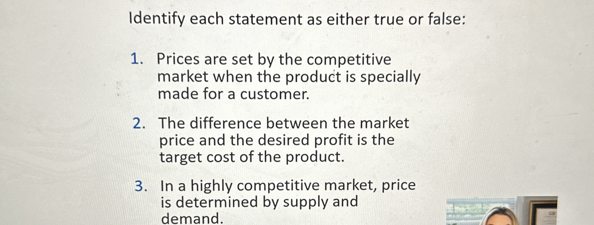 Identify each statement as either true or false: