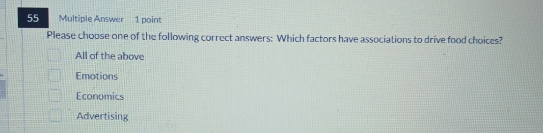 5 5 Multiple Answer 1 point Please choose one of