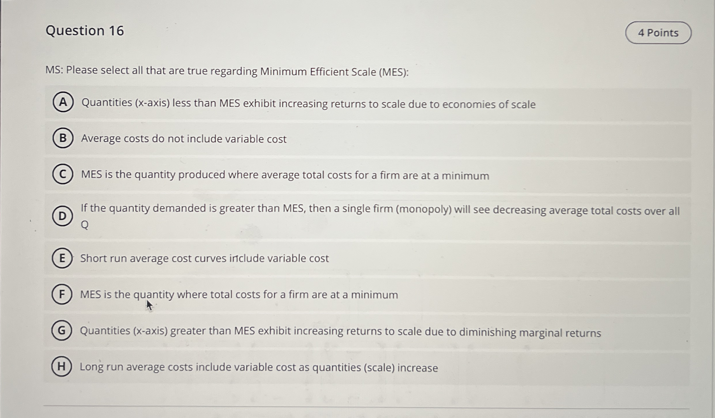 Question 1 6 4 Points MS: Please select all that