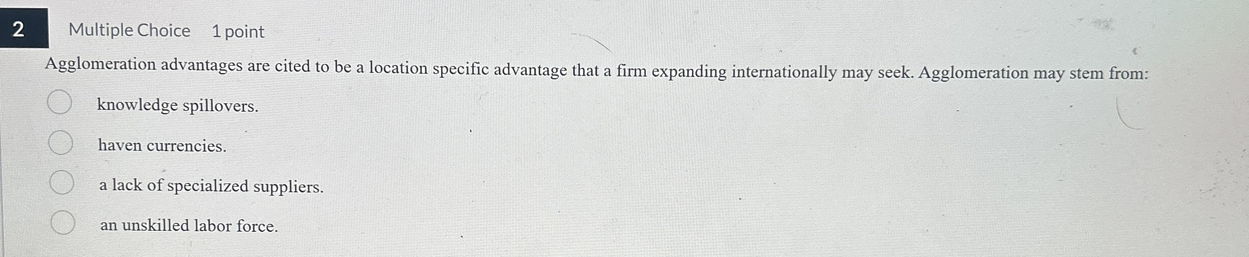 2 Multiple Choice 1 point Agglomeration