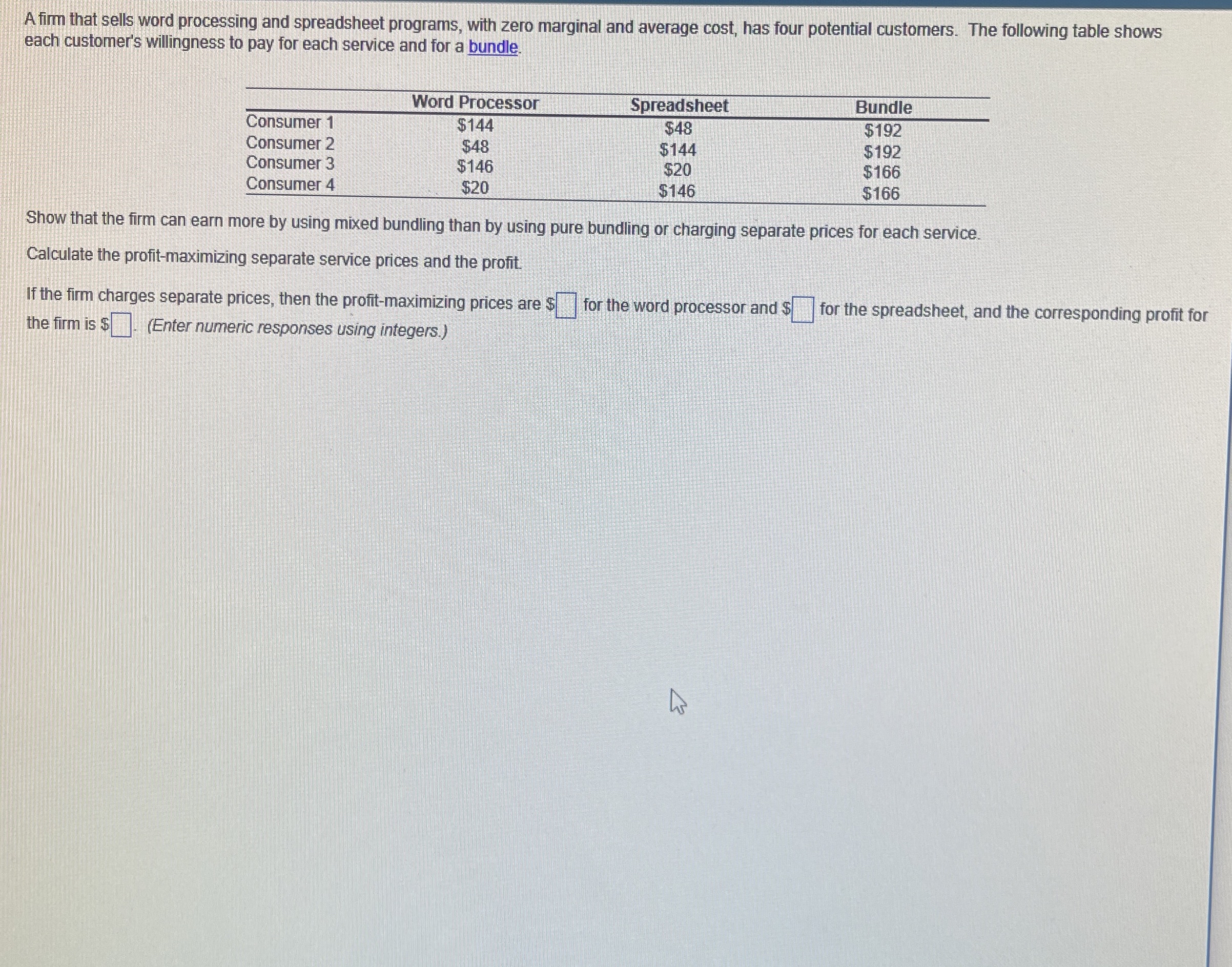 A firm that sells word processing and spreadsheet