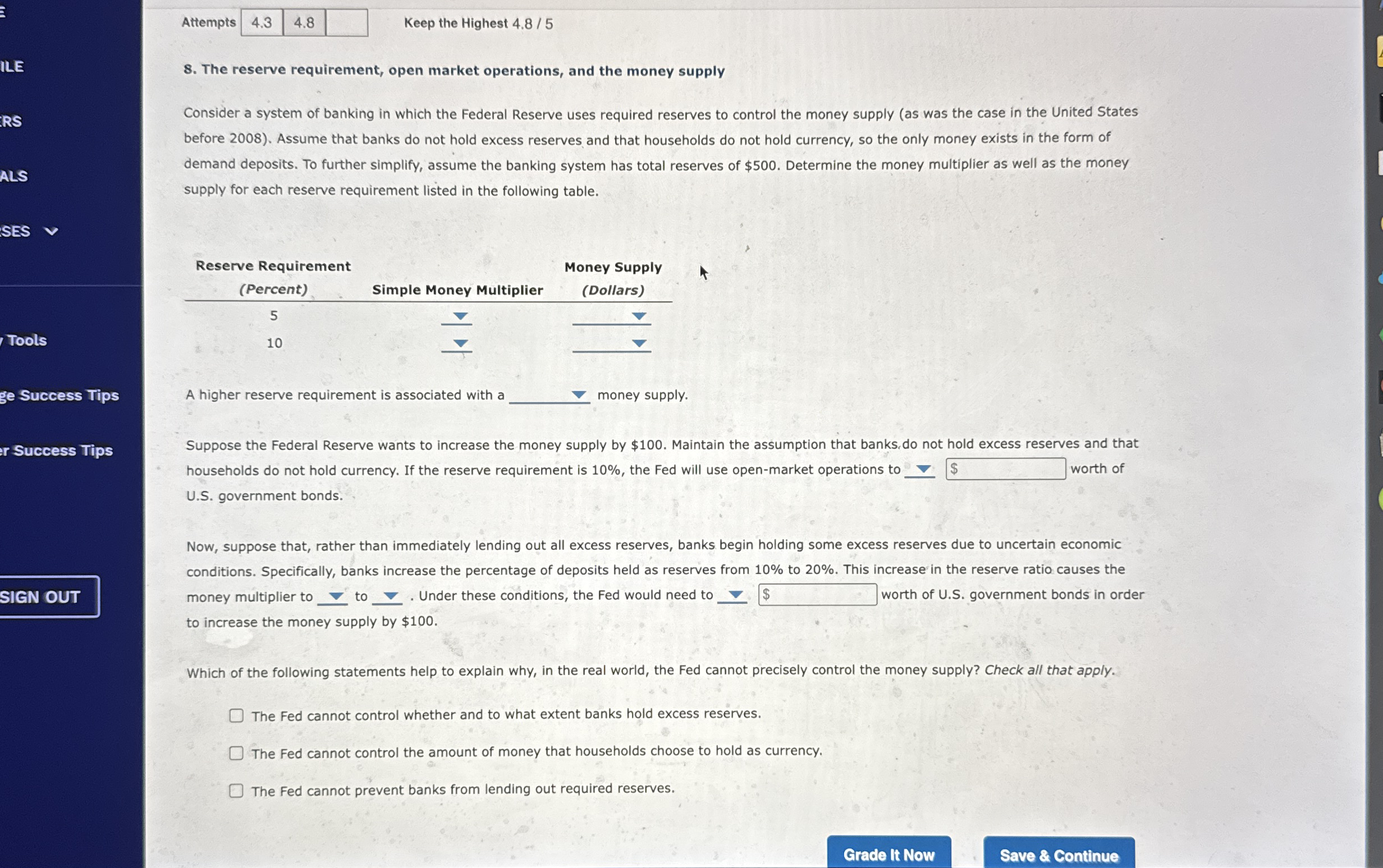 Attempts 4 . 3 4 . 8 Keep the Highest 4 . 8 / 5 8