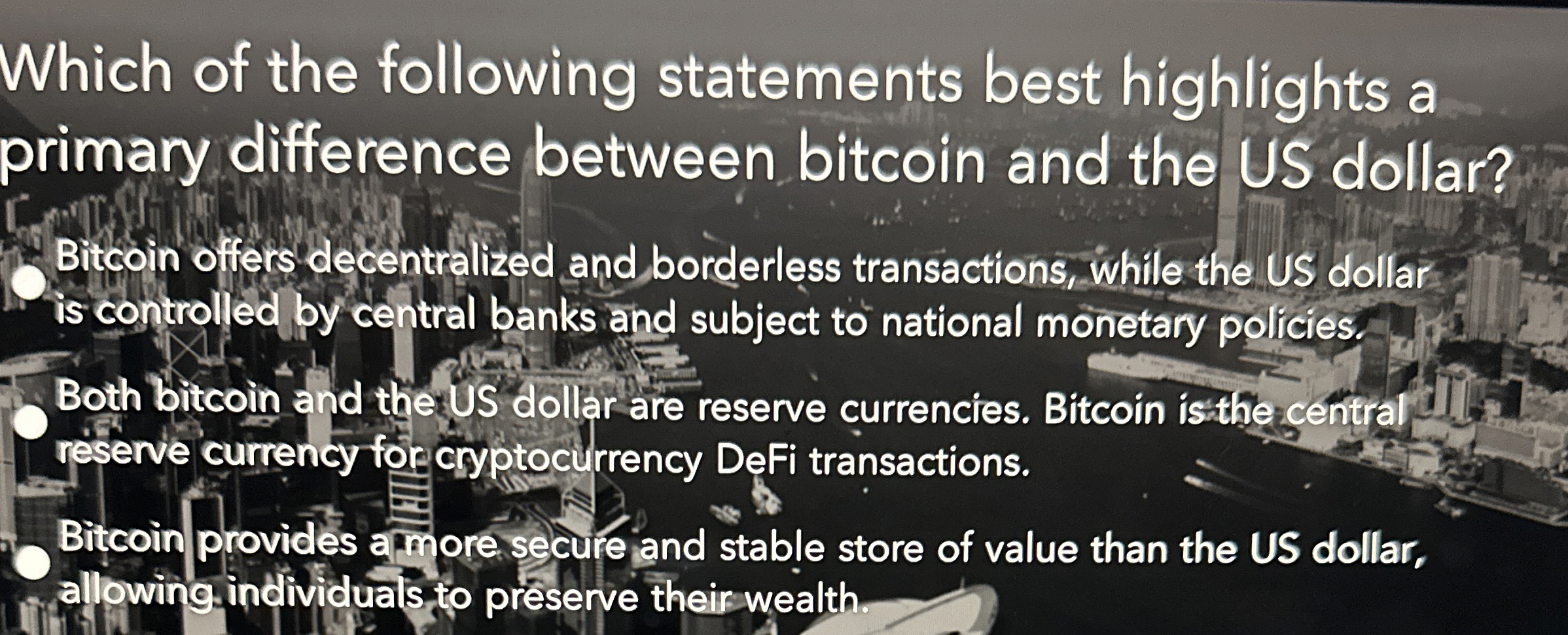 Which of the following statements best highlights