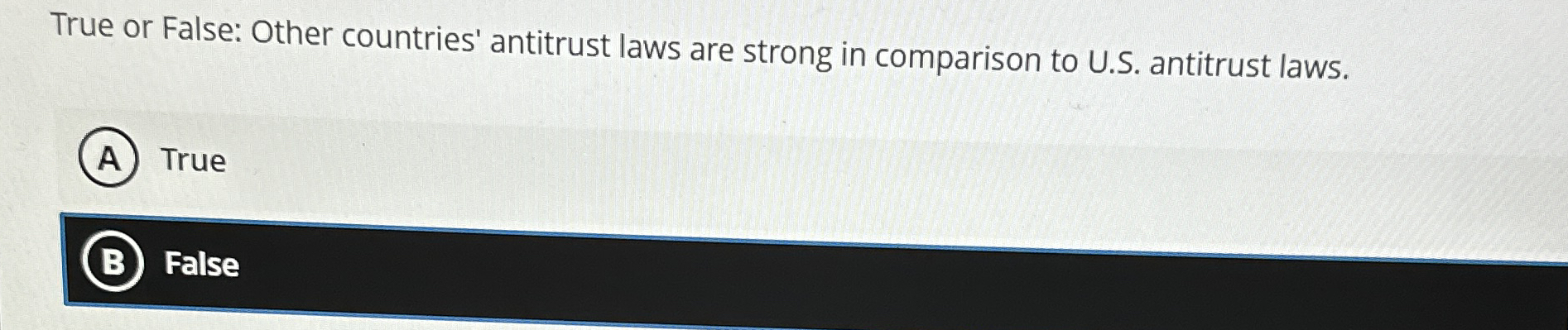 True or False: Other countries' antitrust laws