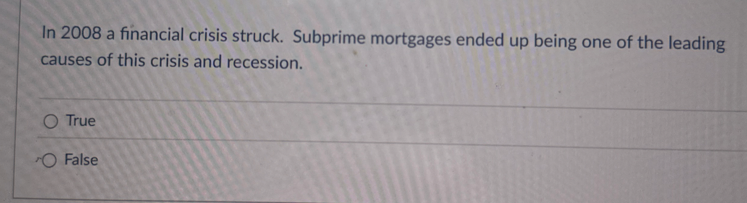 In 2 0 0 8 a financial crisis struck. Subprime