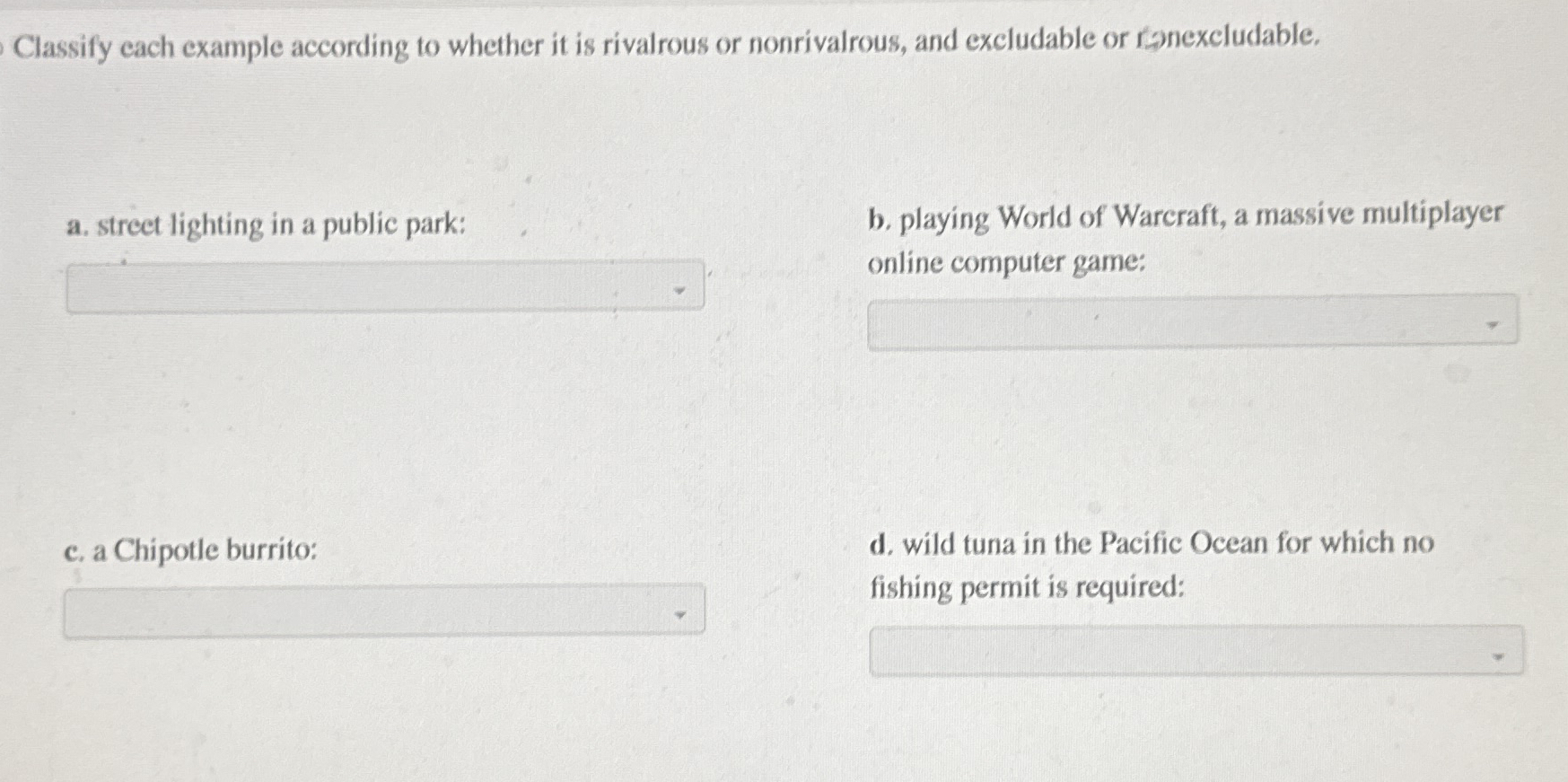 Classify each example according to whether it is