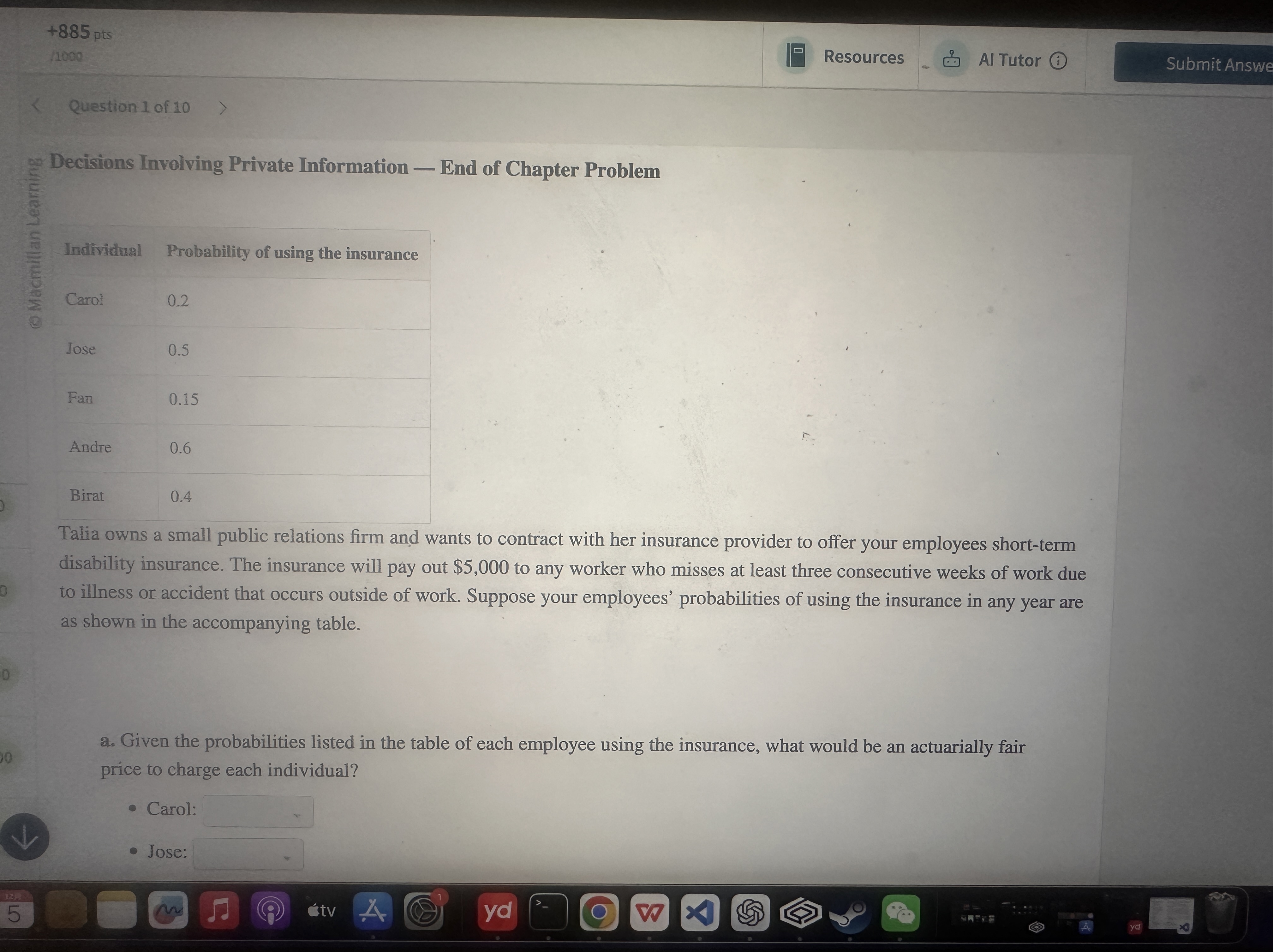 + 8 8 5 pts 1 0 0 0 Resources Al Tutor Submit