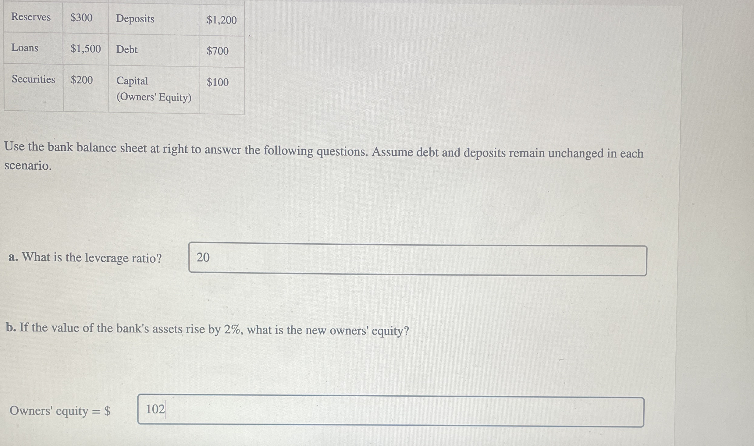 \ table [ [ Reserves , $ 3 0 0 , Deposits,$ 1 , 2