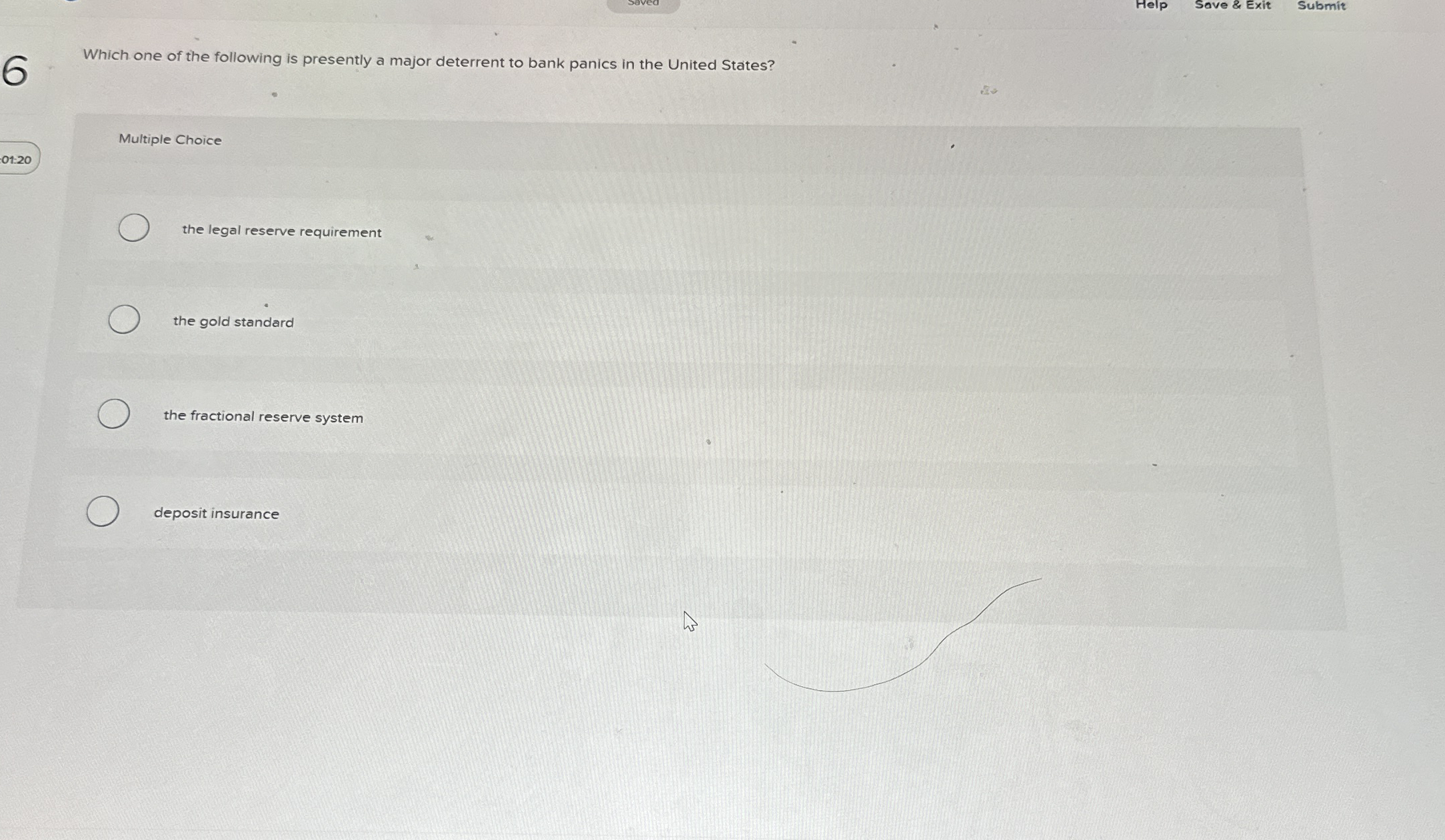 Help Save & Exit Submit Multiple Choice 0 1 : 2 0