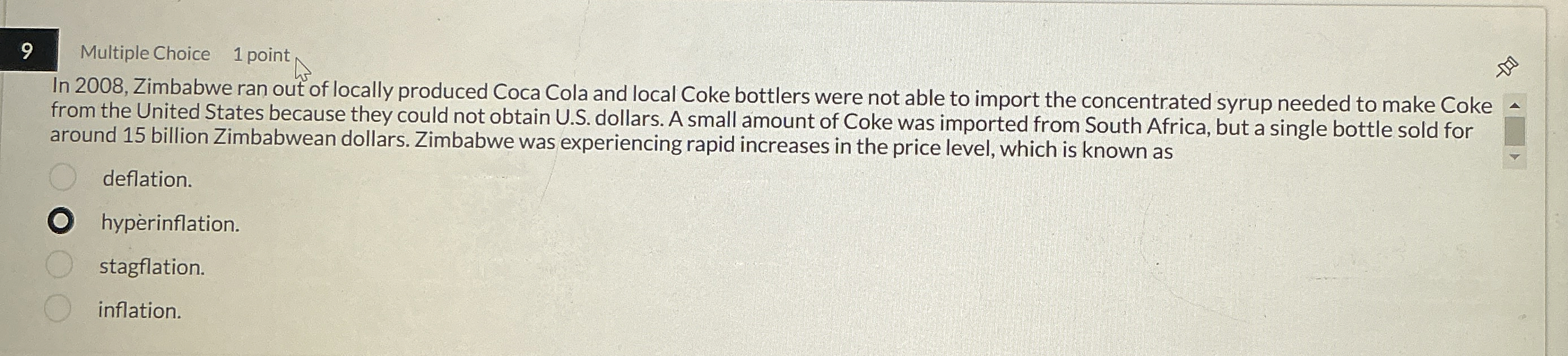 9 Multiple Choice 1 point In 2 0 0 8 , Zimbabwe