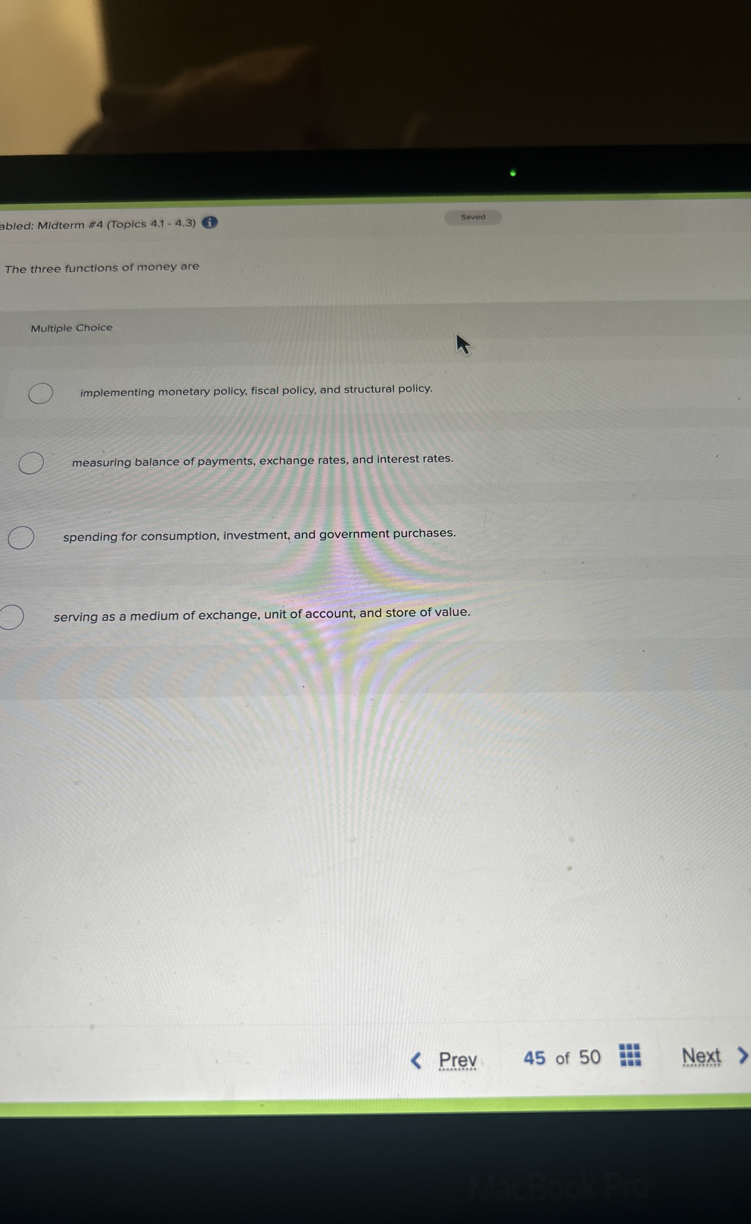 abled: Midterm # 4 ( Topics 4 . 1 - 4 . 3 ) Saved