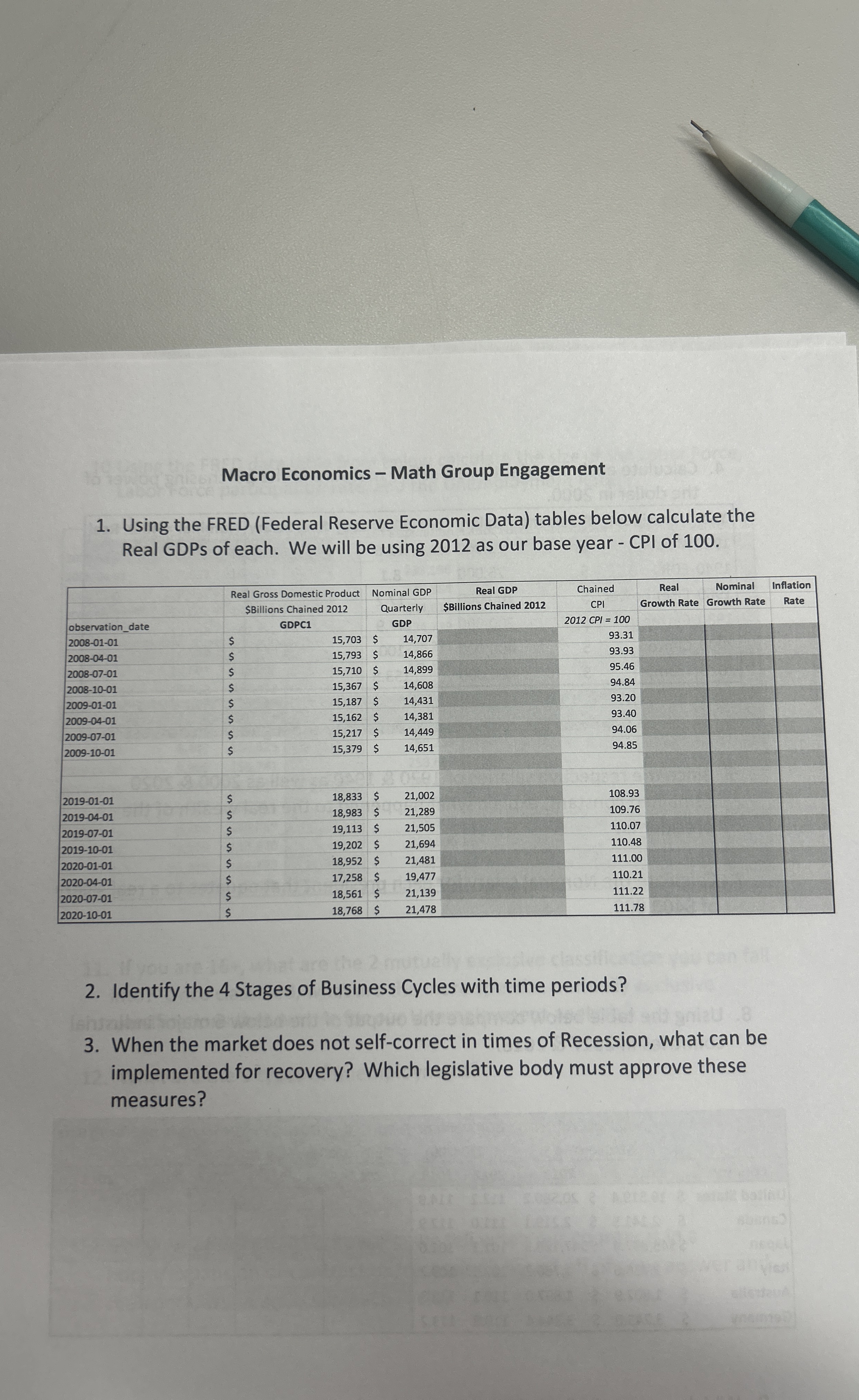 Macro Economics - Math Group Engagement Using the