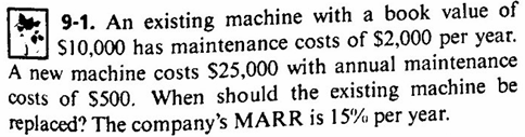 9 - 1 . A n existing machine with a book value o