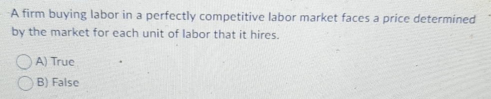 A firm buying labor in a perfectly competitive