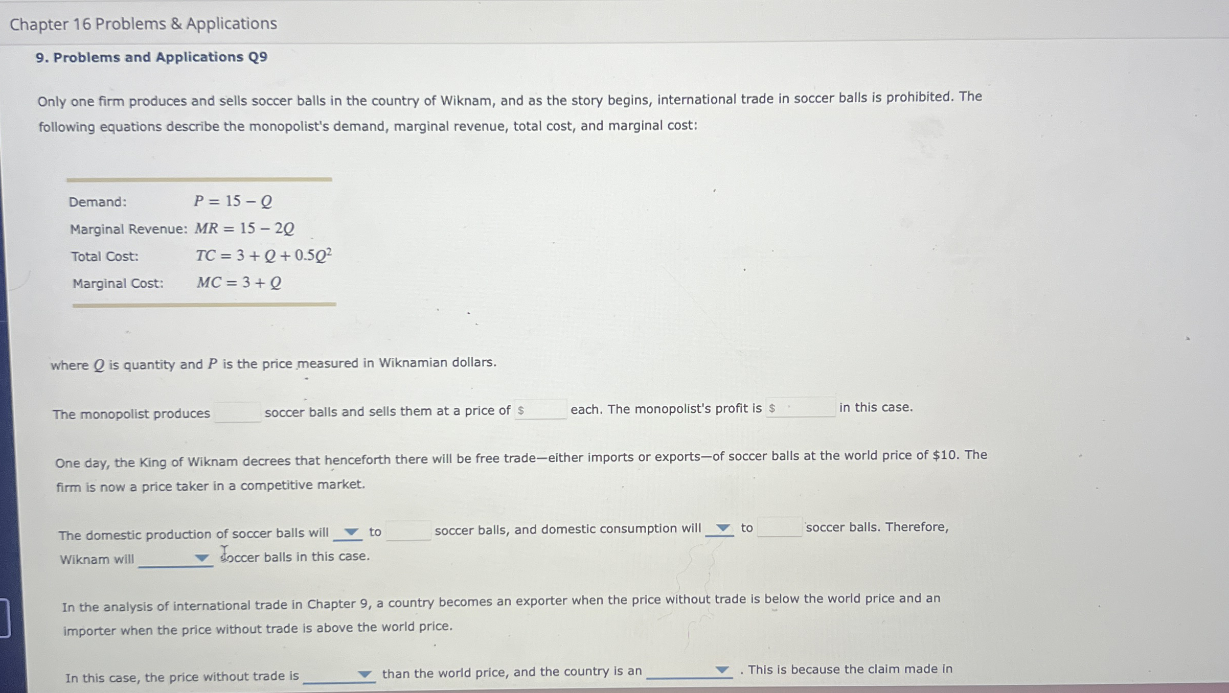 Chapter 1 6 Problems & Applications 9 . Problems