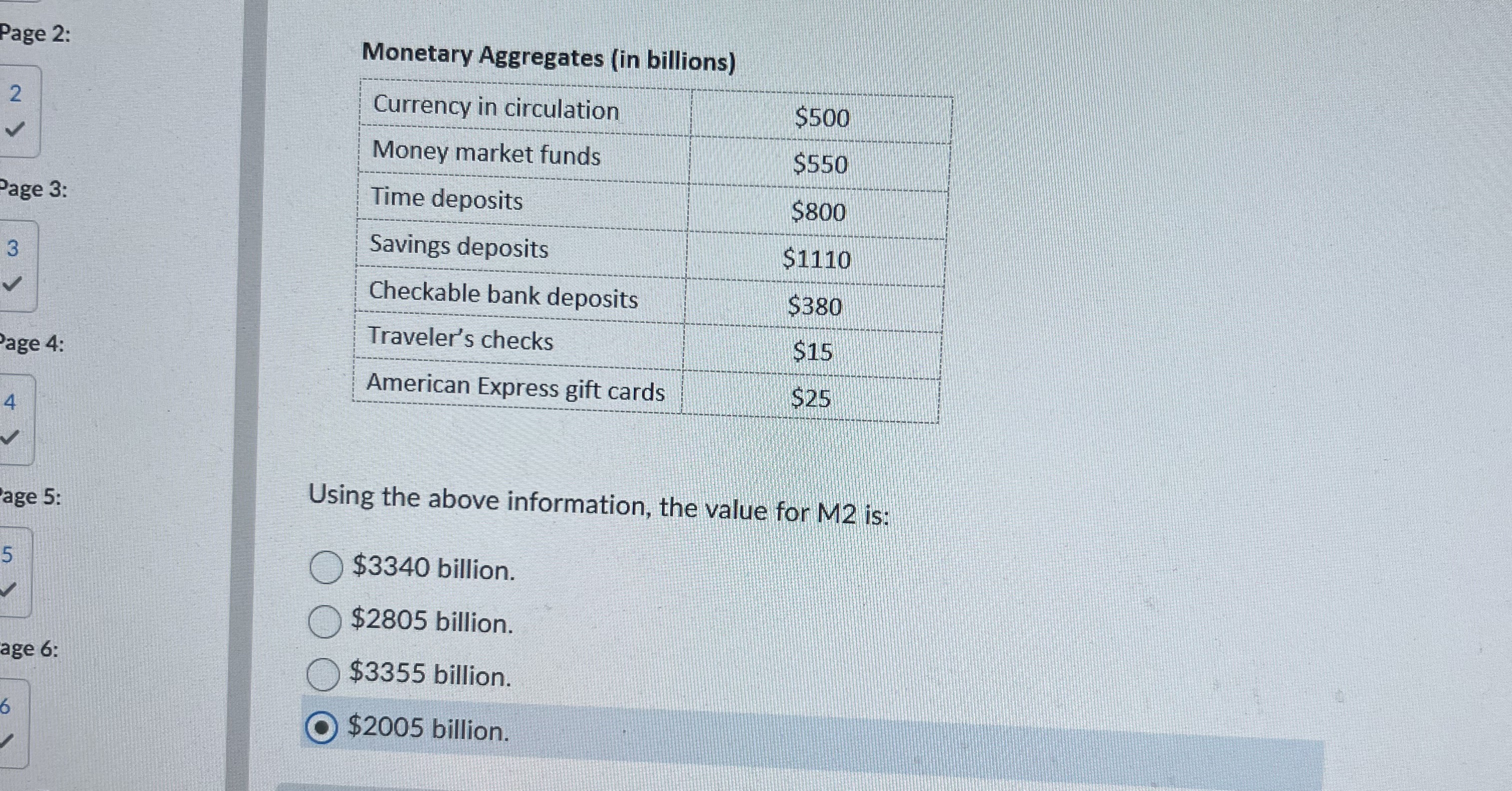 Monetary Aggregates ( in billions ) Page 2 :