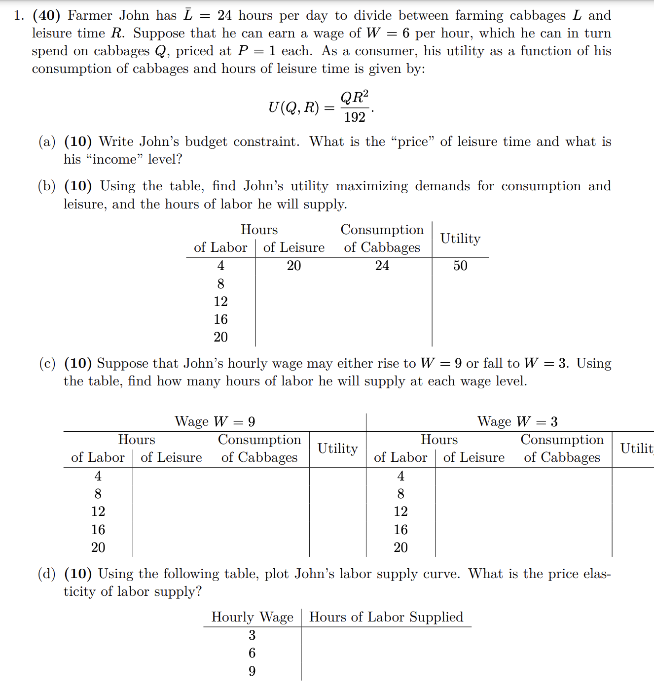 1 . ( 4 0 ) Farmer John has \ ( \ bar { L } = 2 4