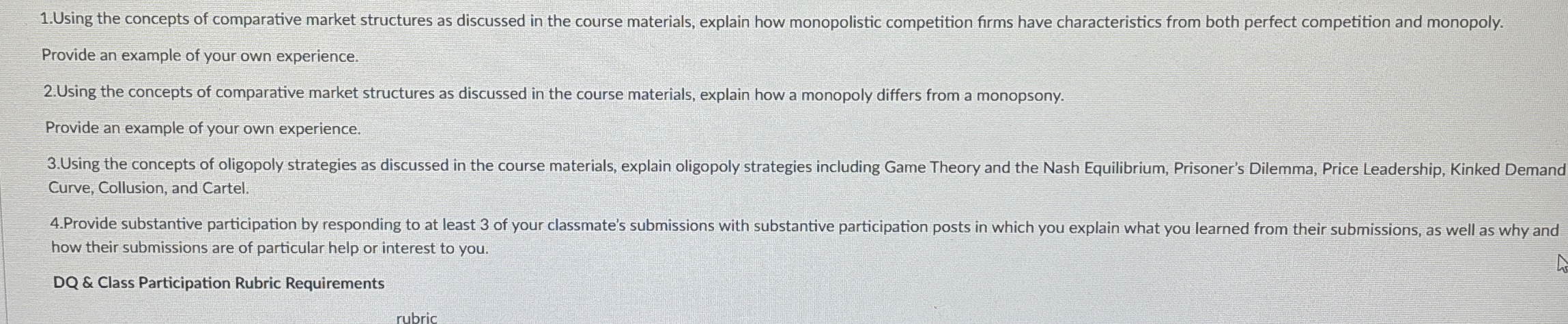 1 . Using the concepts of comparative market
