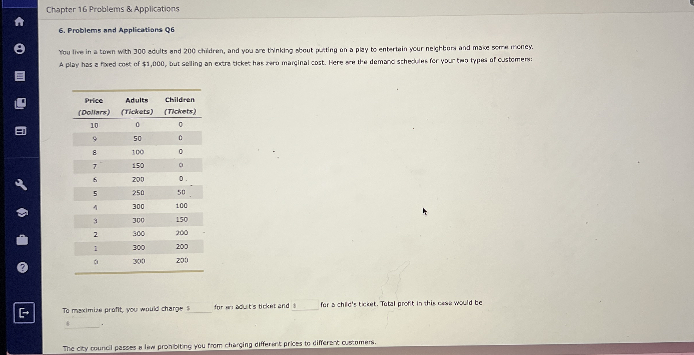Chapter 1 6 Problems & Applications 6 . Problems