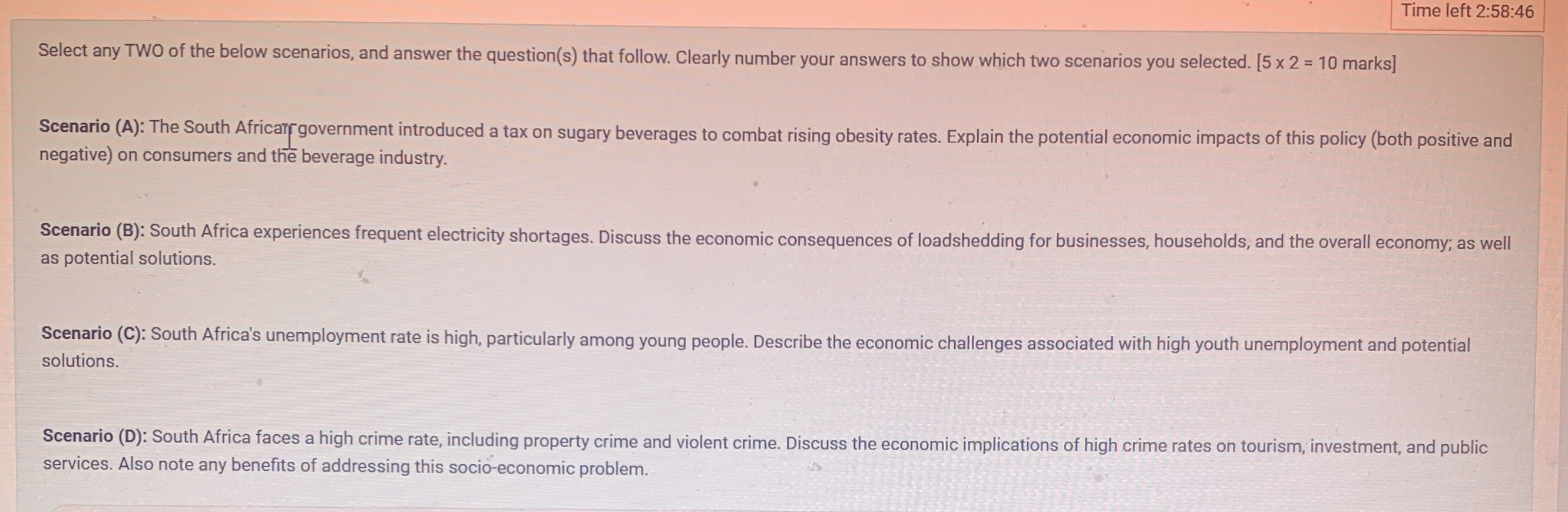 Time left 2 : 5 8 : 4 6 Select any TWO of the