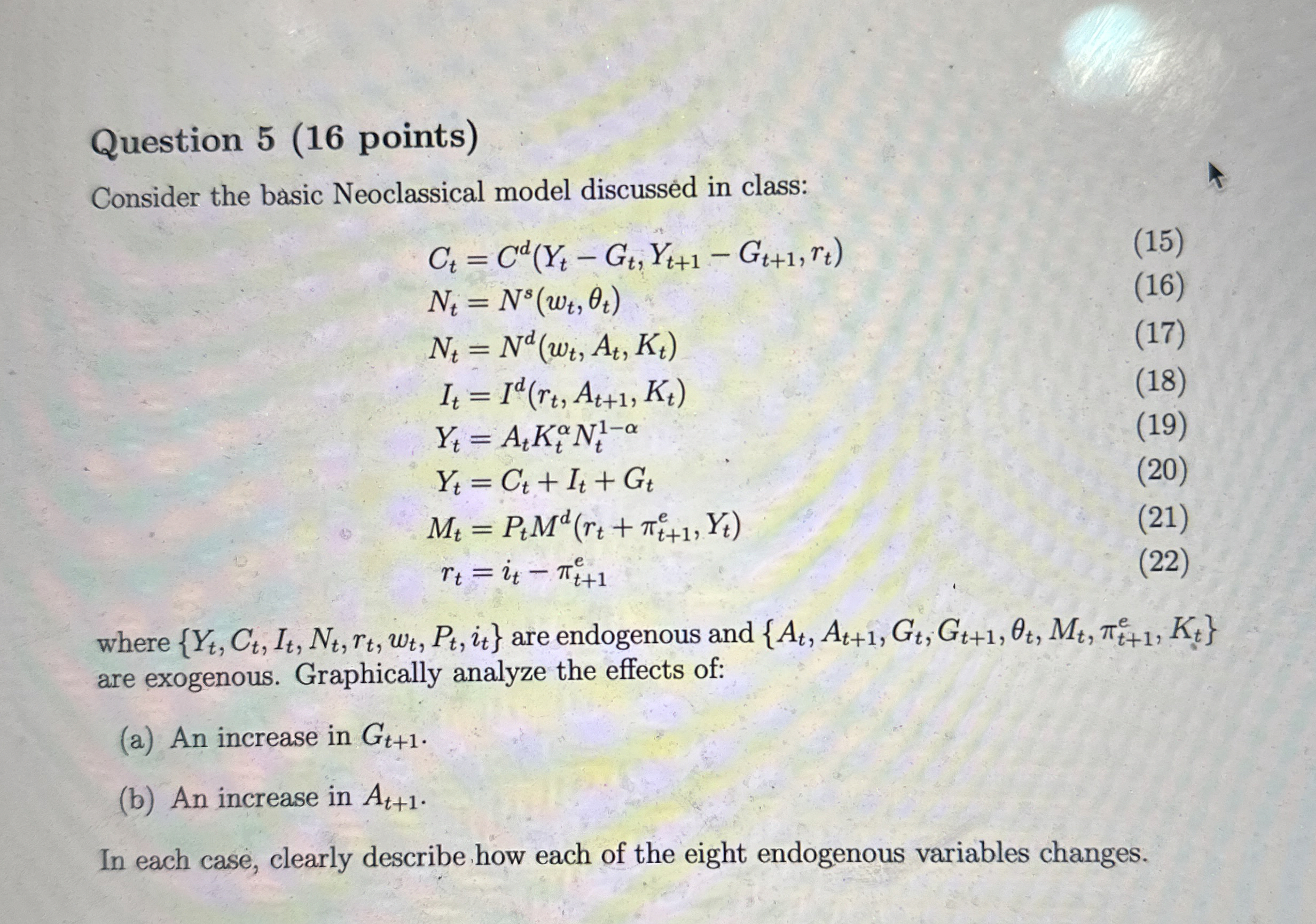 Question 5 ( 1 6 points ) Consider the basic