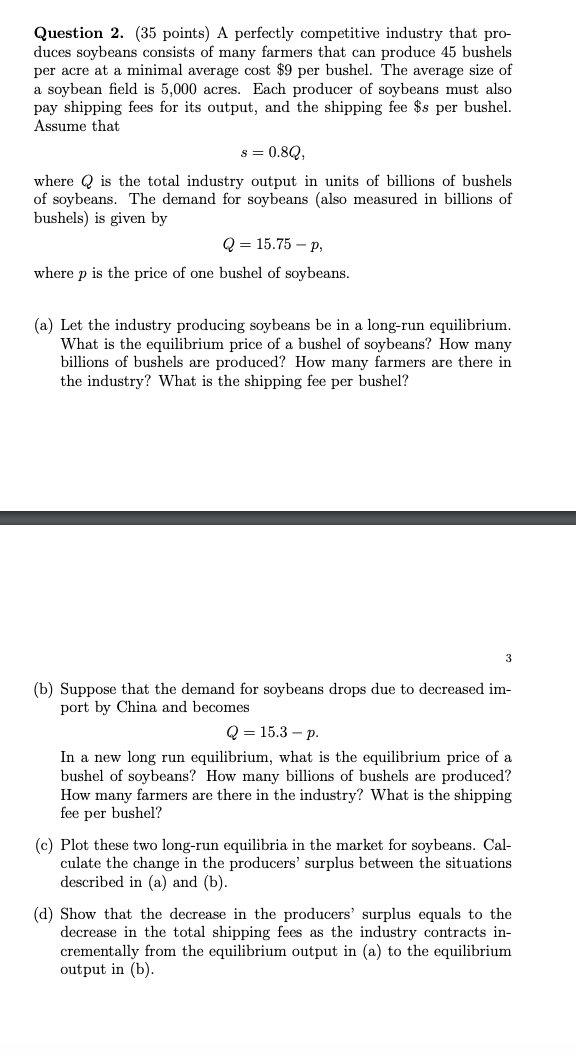 Question 2 . ( 3 5 points ) A perfectly