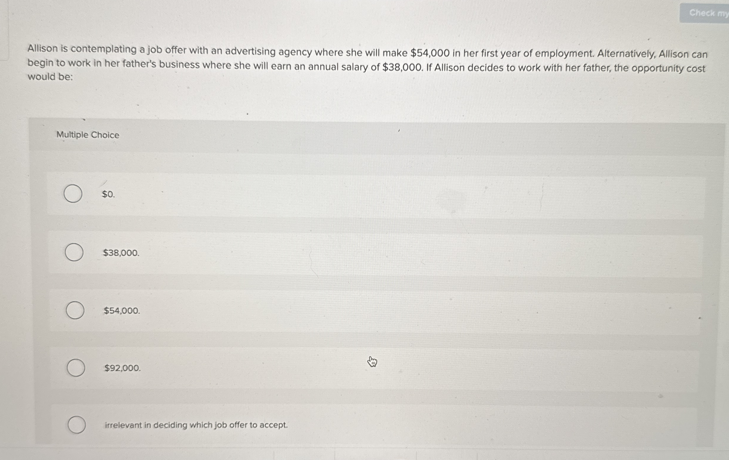 Allison is contemplating a job offer with an