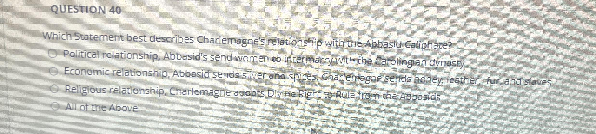 QUESTION 4 0 Which Statement best describes