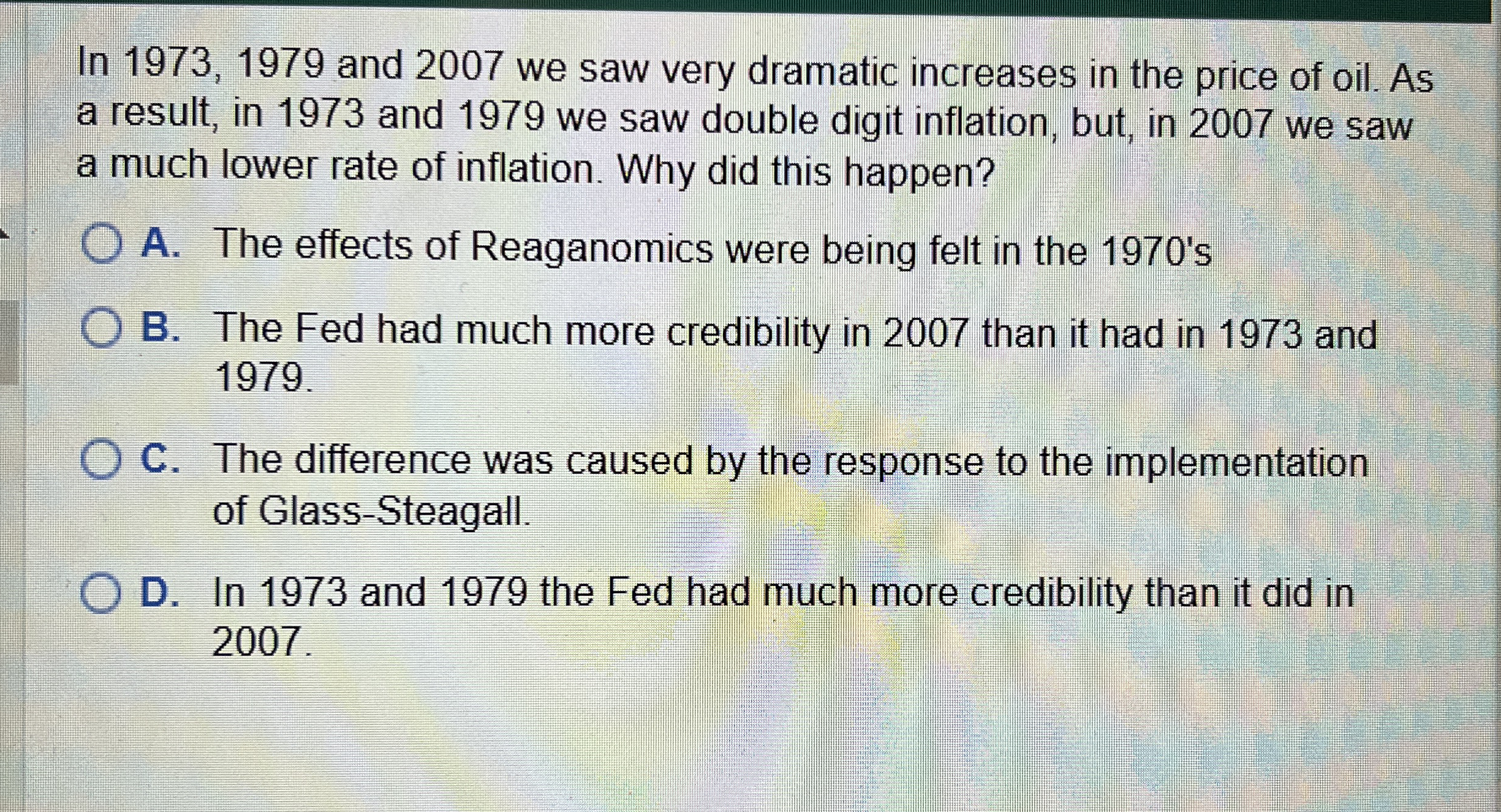 In 1 9 7 3 , 1 9 7 9 and 2 0 0 7 we saw very