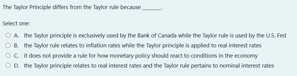 The Taylor Principle differs from the Taylor rule