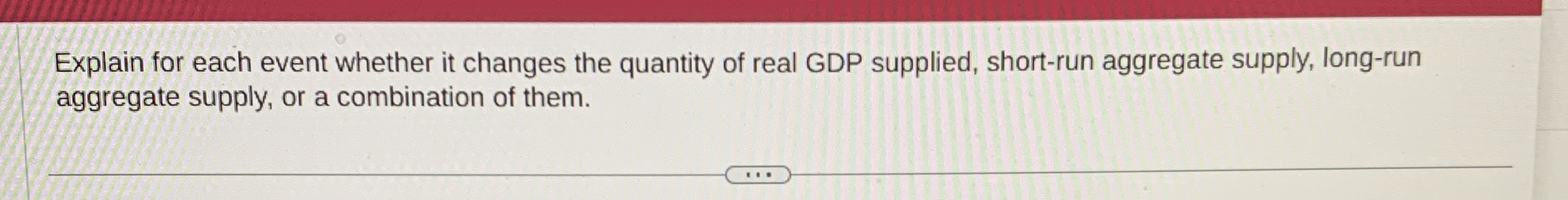 Explain for each event whether it changes the