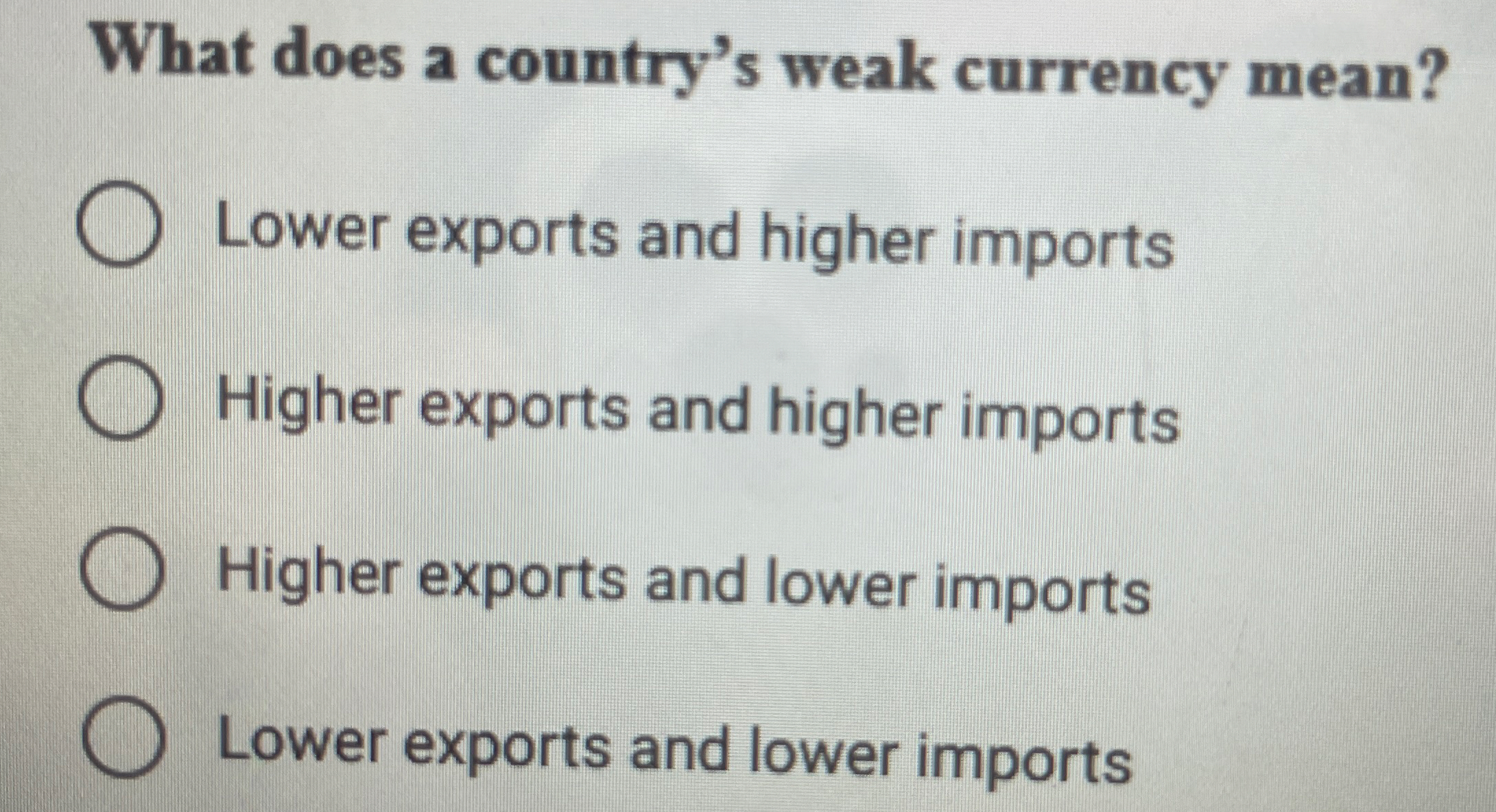 What does a country's weak currency mean? Lower