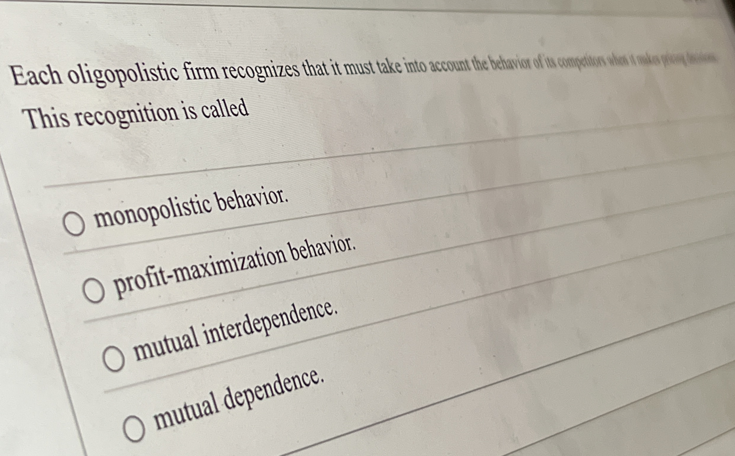 This recognition is called q , monopolistic