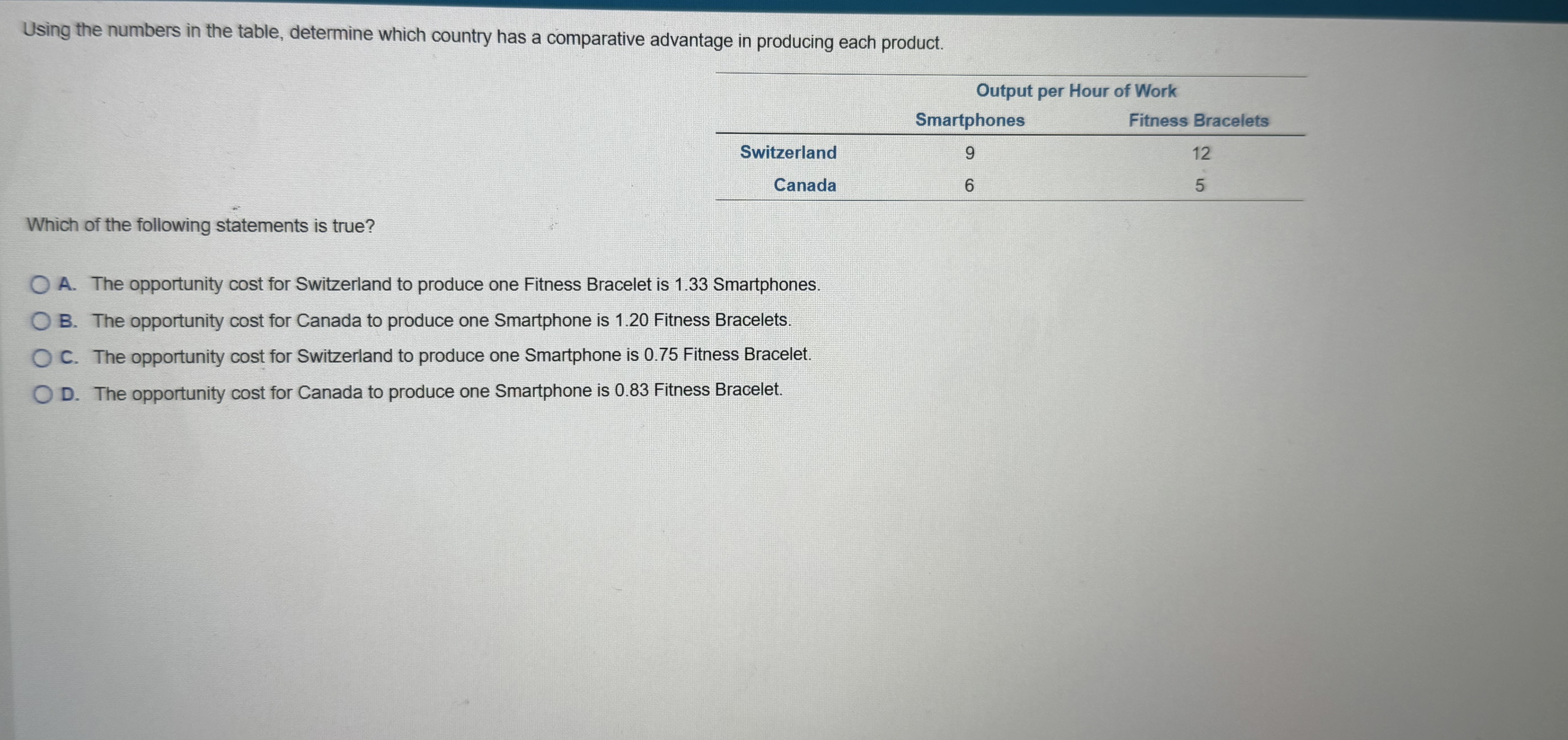 Using the numbers in the table, determine which