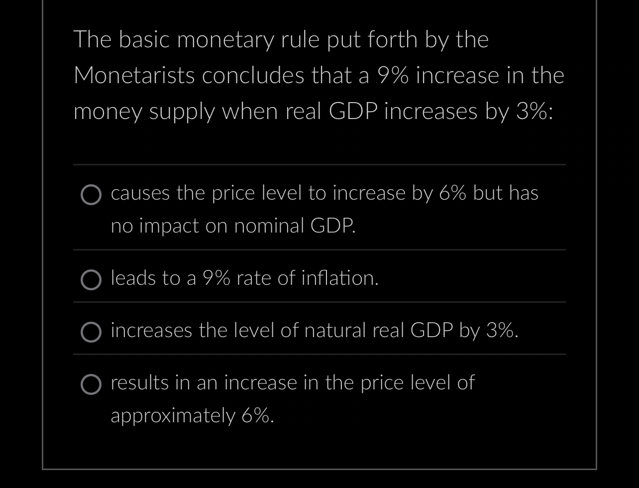 The basic monetary rule put forth by the