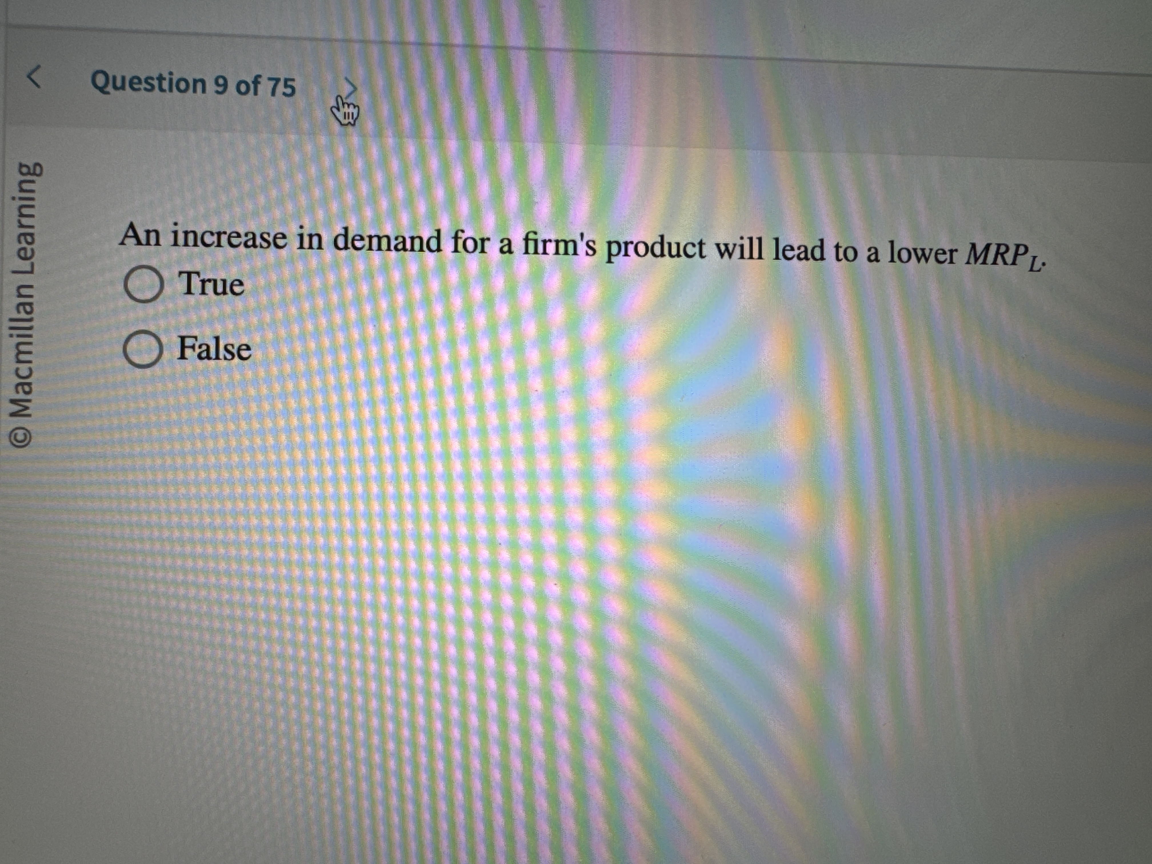 Question 9 o f 7 5 A n increase i n demand for a