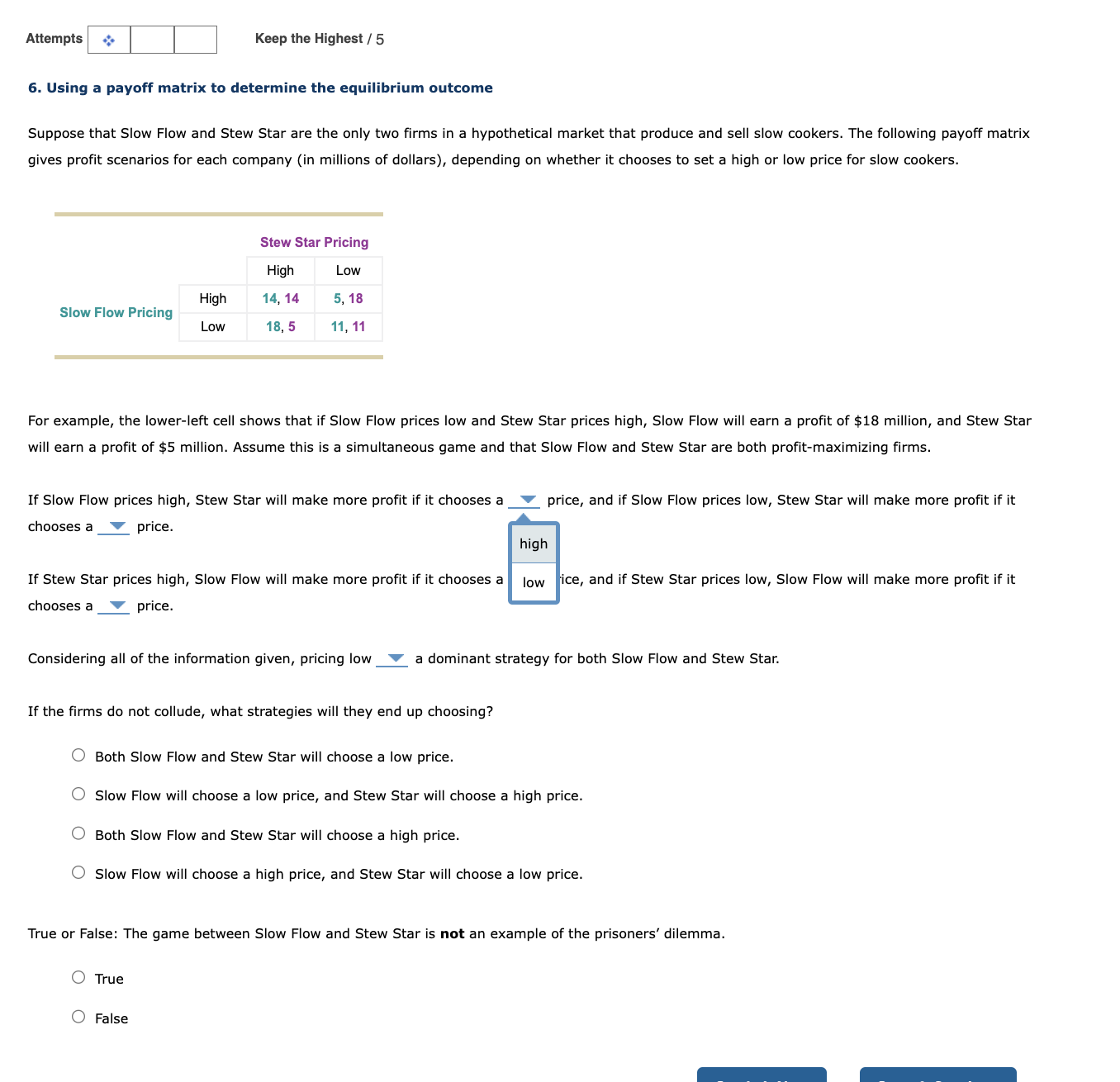 Please answer each part thank you! Using a payoff