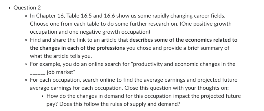 - Question 2 - In Chapter 1 6 , Table 1 6 . 5 and