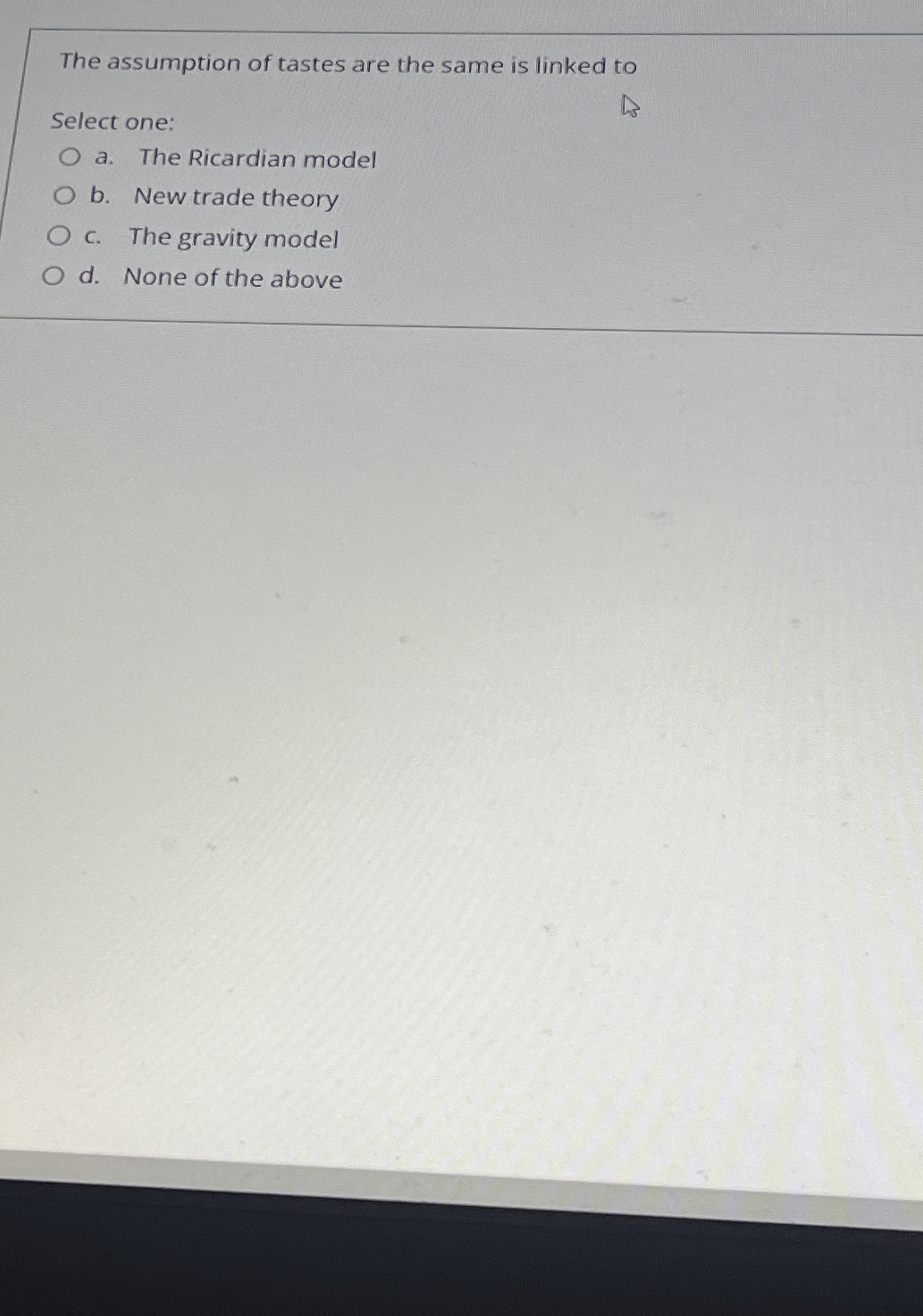 The assumption of tastes are the same is linked