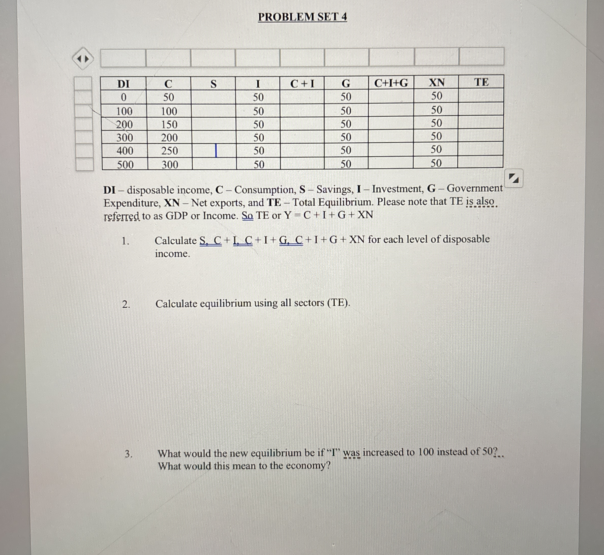 PROBLEM SET 4 \ table [ [ , , , , , , , , ] ] \