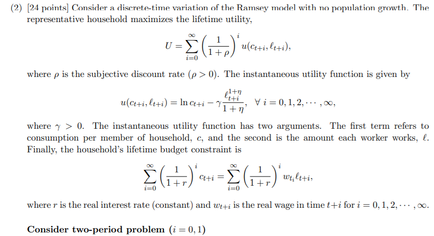 ( 2 ) [ 2 4 points ] Consider a discrete - time
